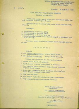 Surat Keputusan Pemilihan Wakil Ketua DPRD Peralihan Tahun 1956