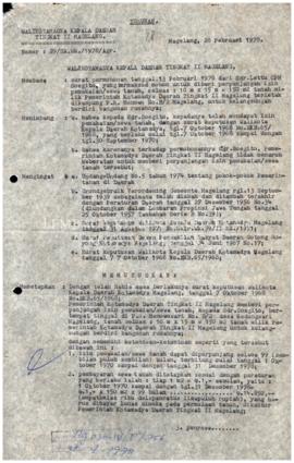 Surat Keputusan Walikotamadya Kepala  Daerah Tingkat II Magelang Nomer :29/Sk.Wk./1978/Agr