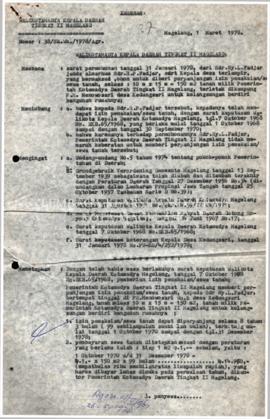 Surat Keputusan Walikotamadya Kepala  Daerah Tingkat II Magelang Nomer :38/Sk.Wk./1978 Agr