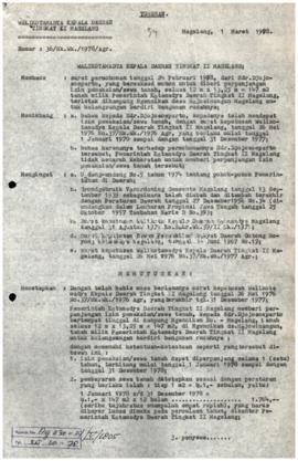 Surat Keputusan Walikotamadya Kepala  Daerah Tingkat II Magelang Nomer :36/Sk.Wk./1978 Agr